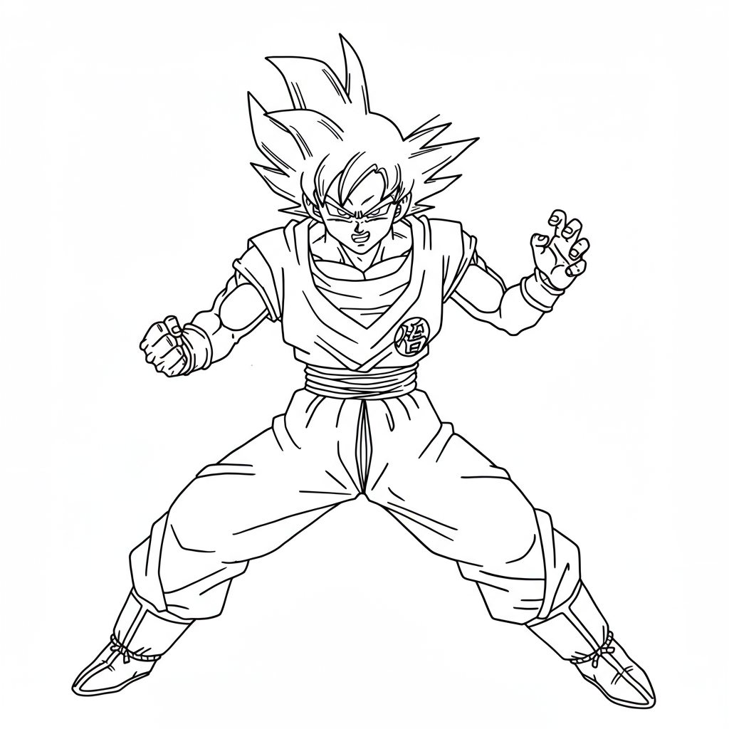 dragon ball z goku actie kleurplaat