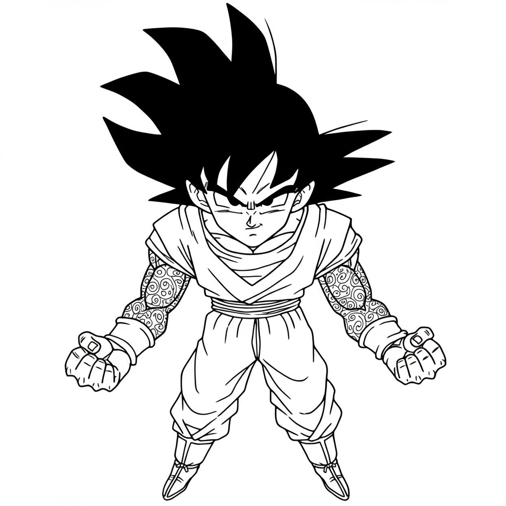 dragon ball z goku decoratieve kleurplaat