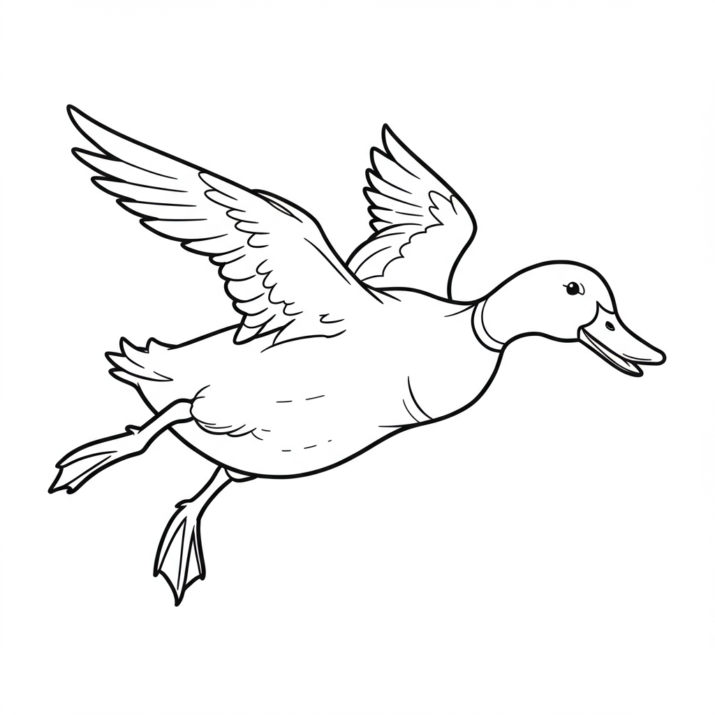 duck action coloring page