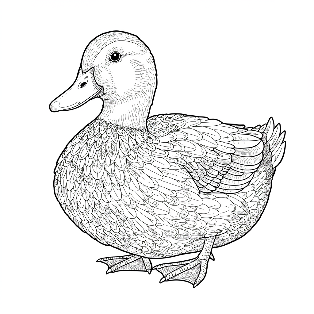 duck detailed coloring page