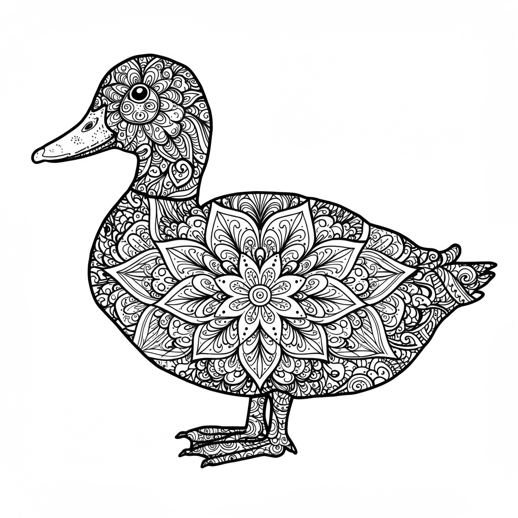 duck mandala coloring page