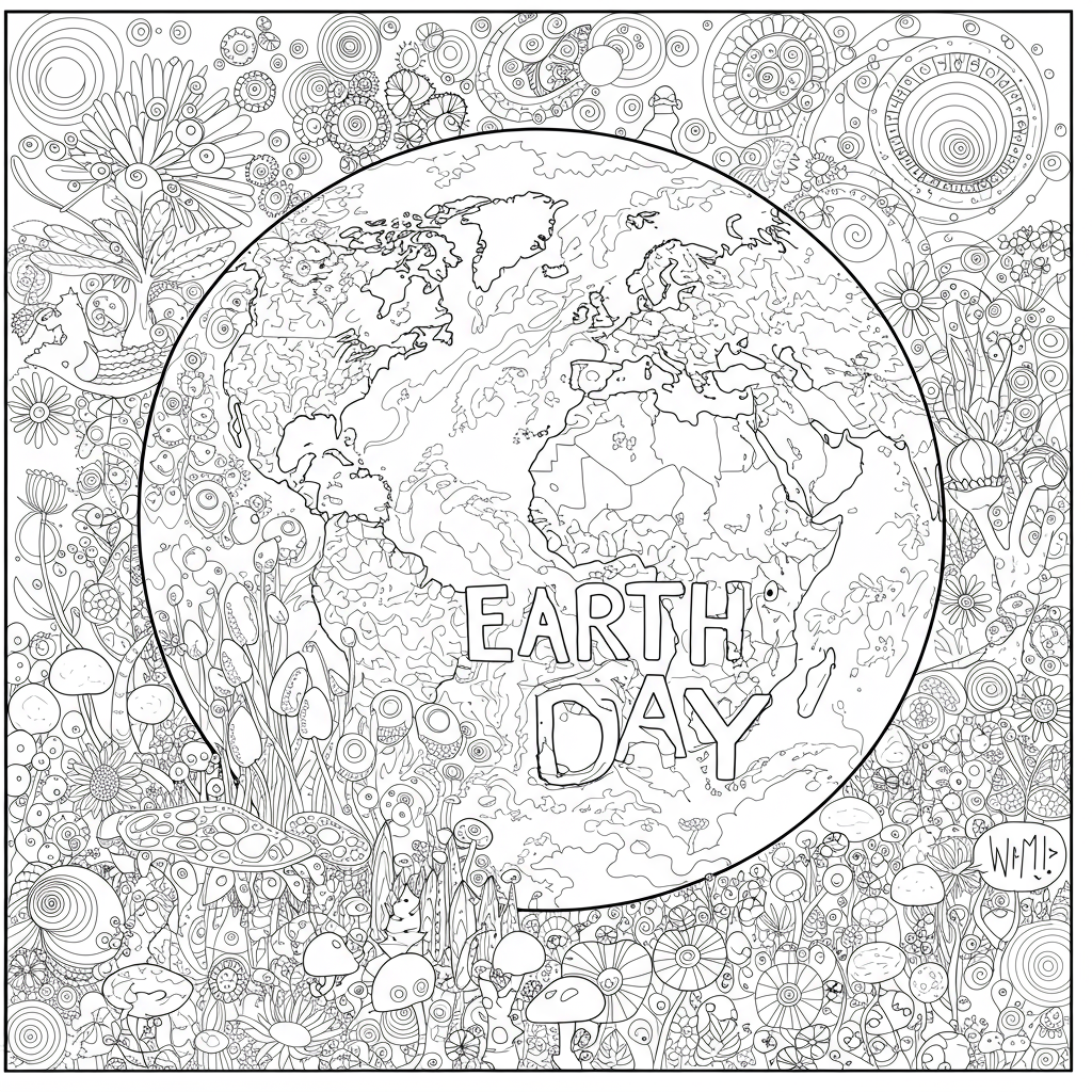 earth day abstract coloring page