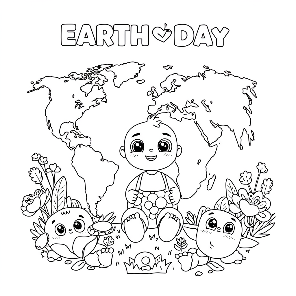earth day baby coloring page