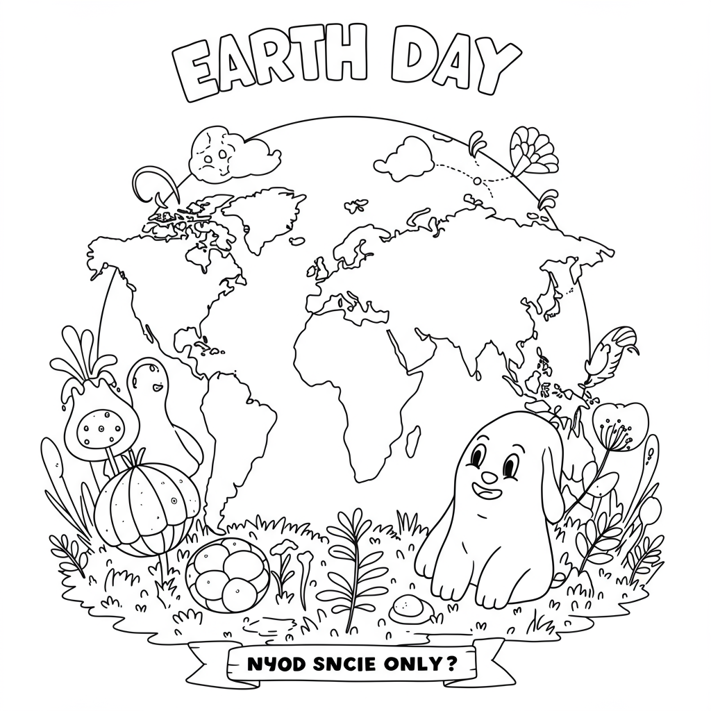 earth day cartoon coloring page