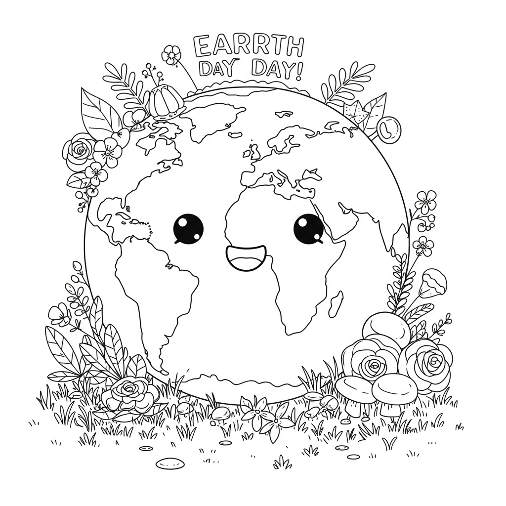 earth day cute coloring page