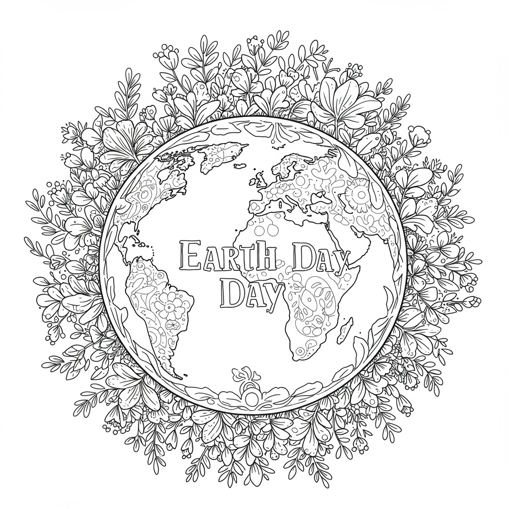 earth day decorative coloring page