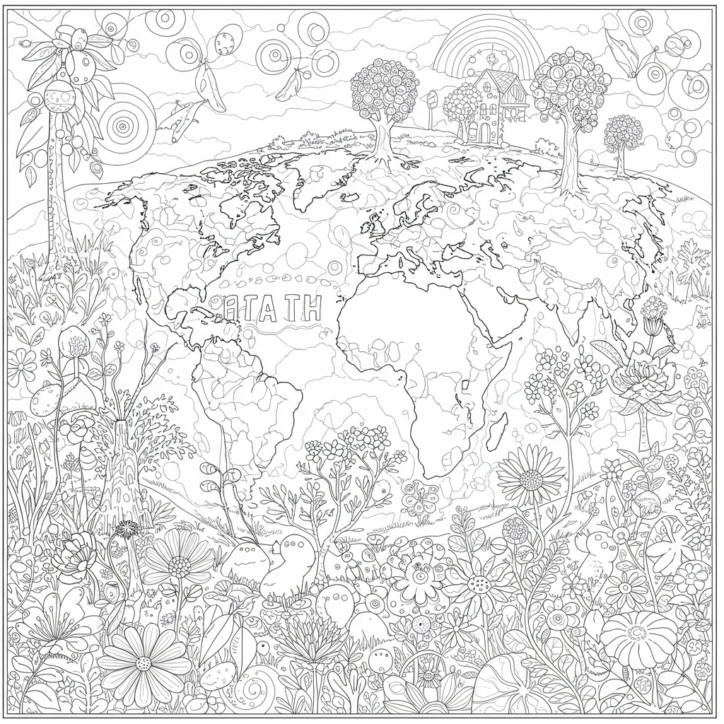 earth day detailed coloring page