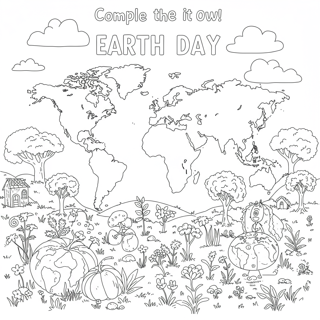 earth day educational coloring page