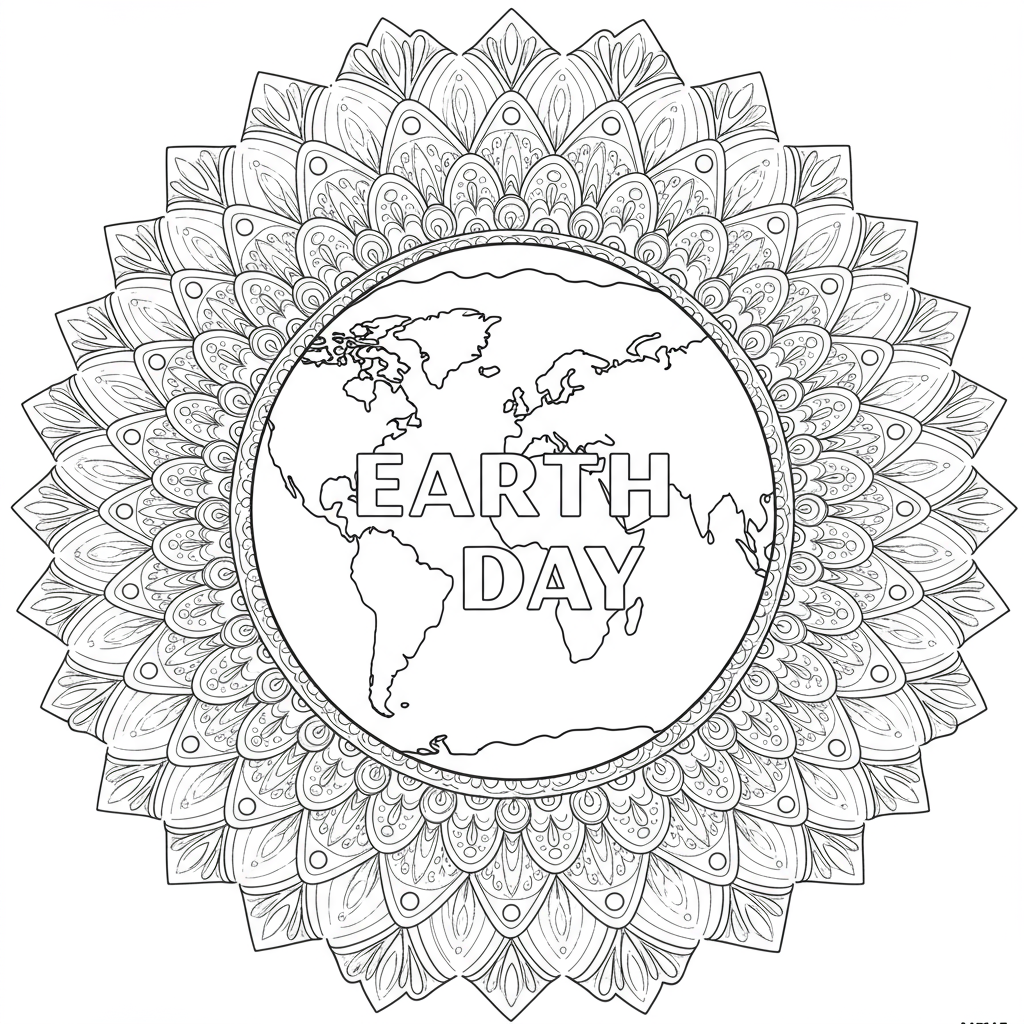 earth day mandala coloring page