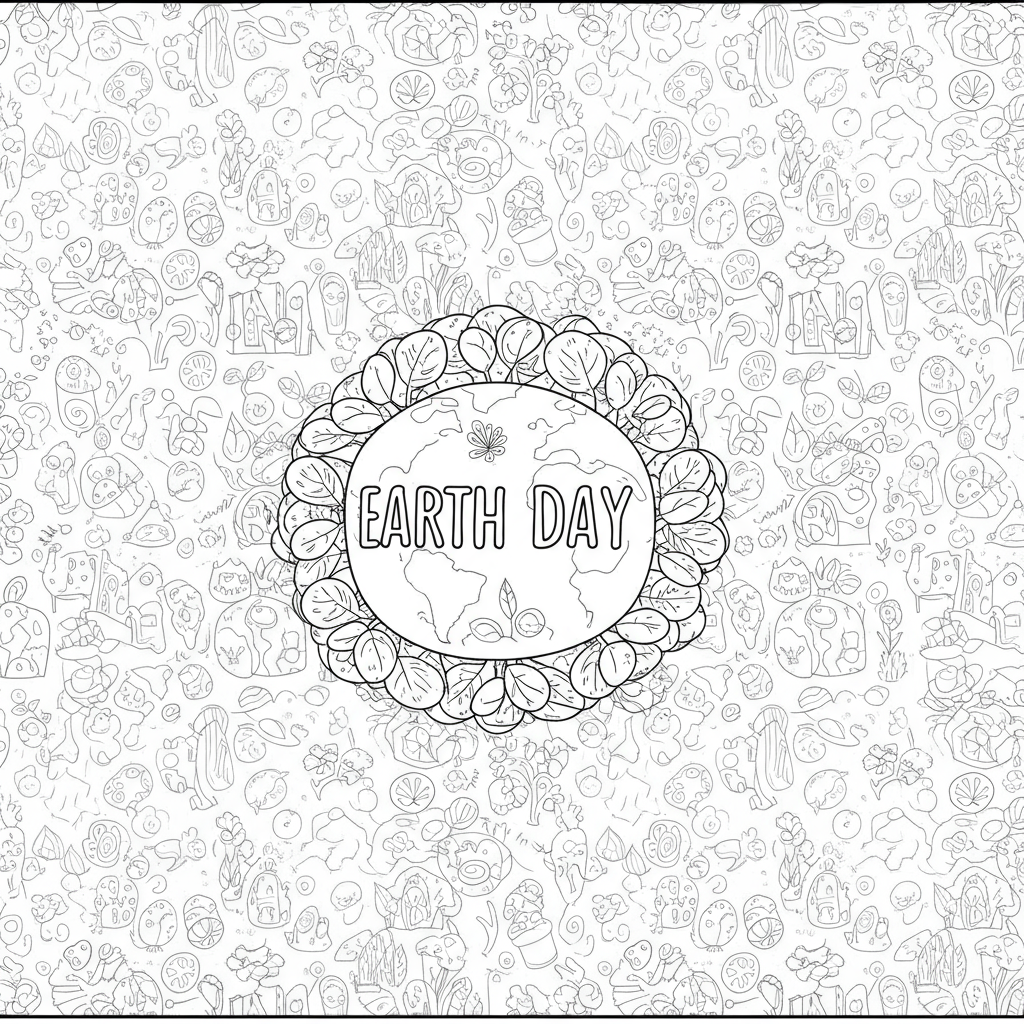 earth day pattern coloring page