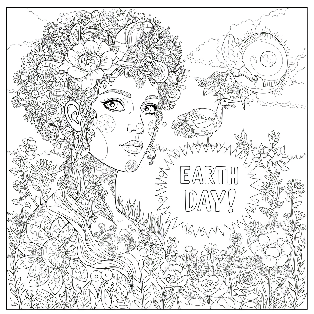 earth day portrait coloring page