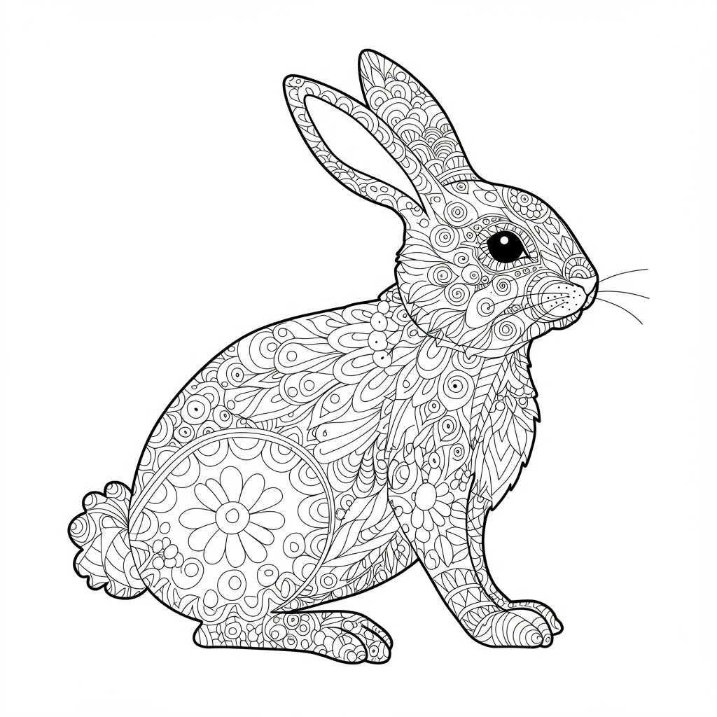 easter bunny abstract coloring page