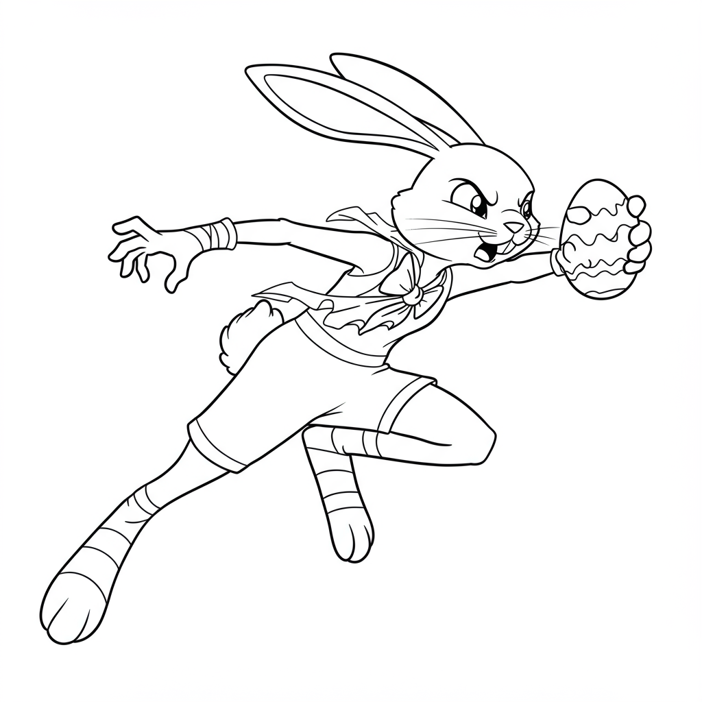 easter bunny action coloring page