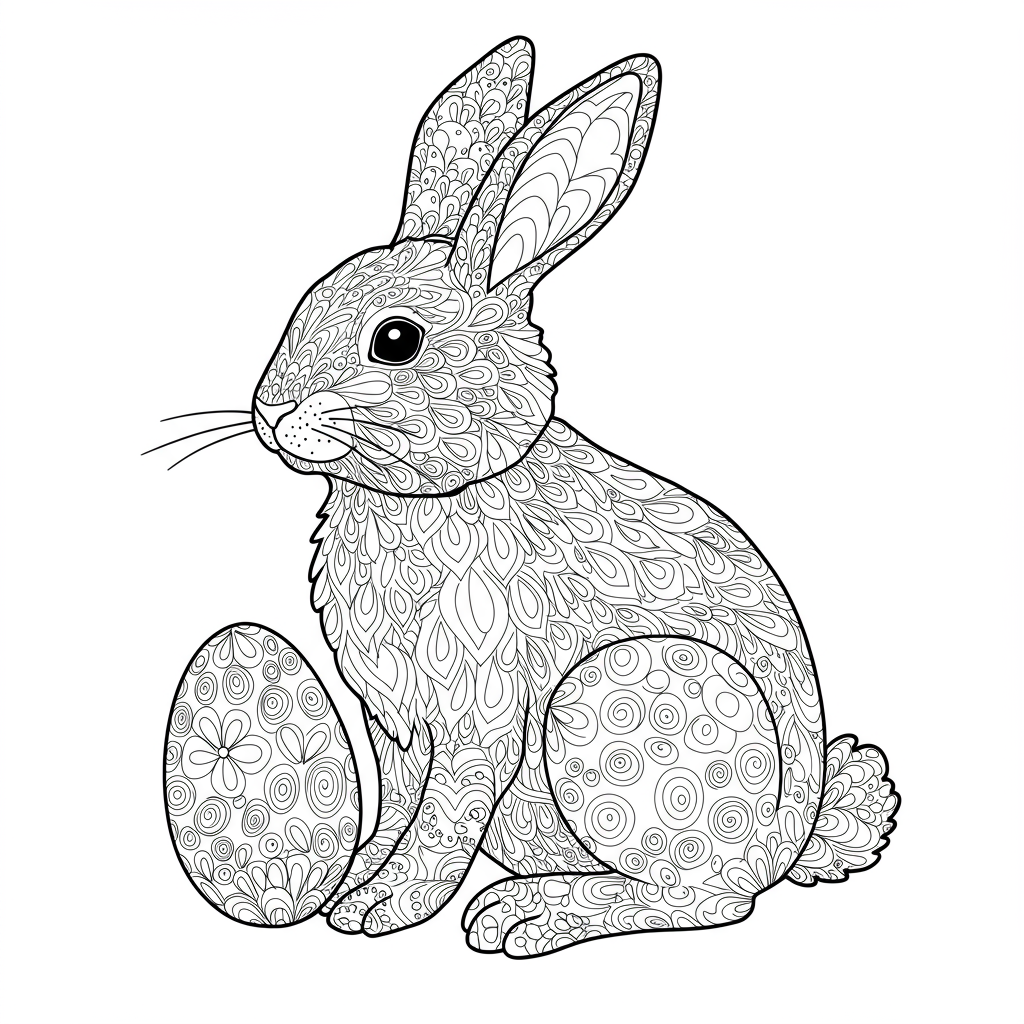 easter bunny decorative coloring page