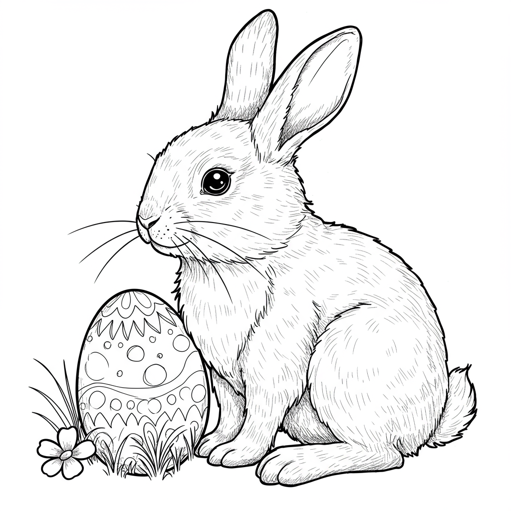 easter bunny detailed coloring page