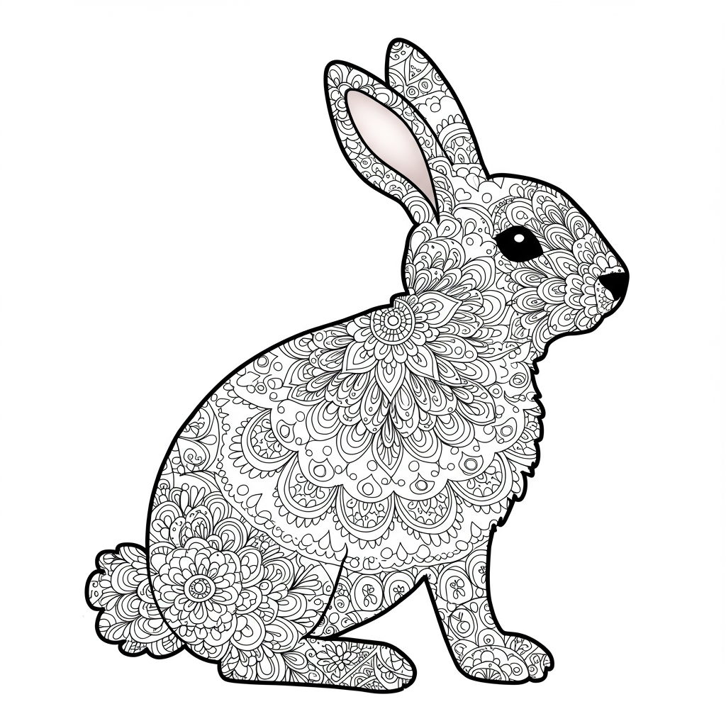 easter bunny mandala coloring page