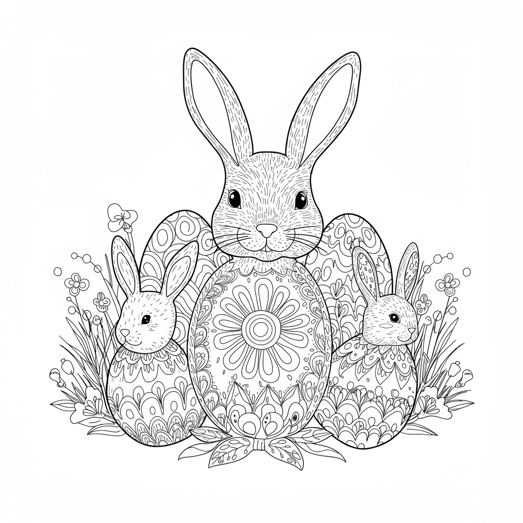 easter bunny pattern coloring page