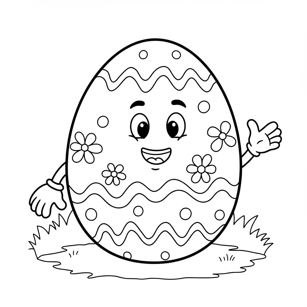 easter egg cartoon coloring page