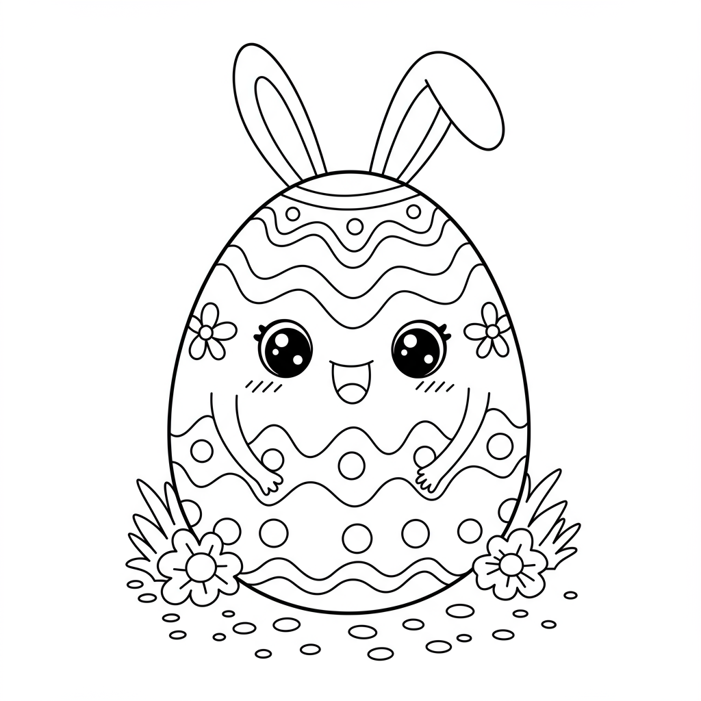 easter egg cute coloring page