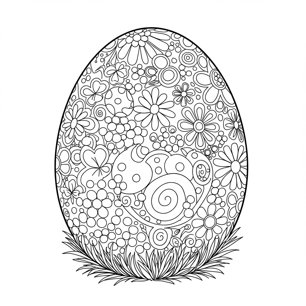 easter egg detailed coloring page