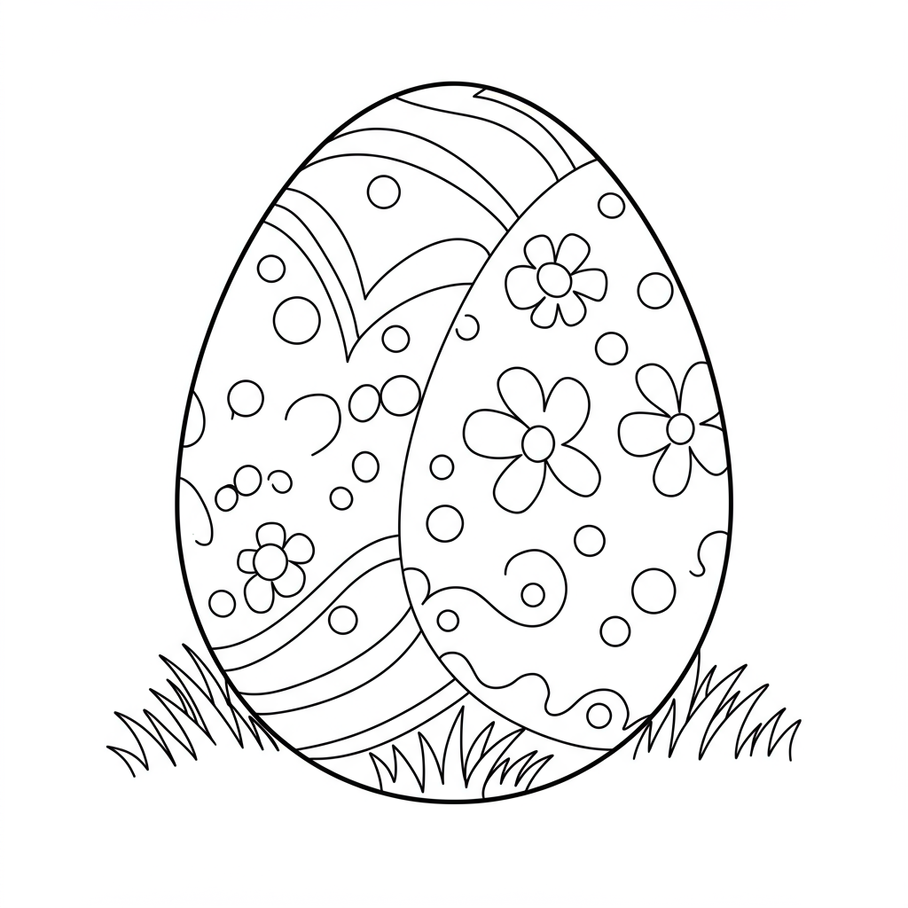 easter egg easy coloring page
