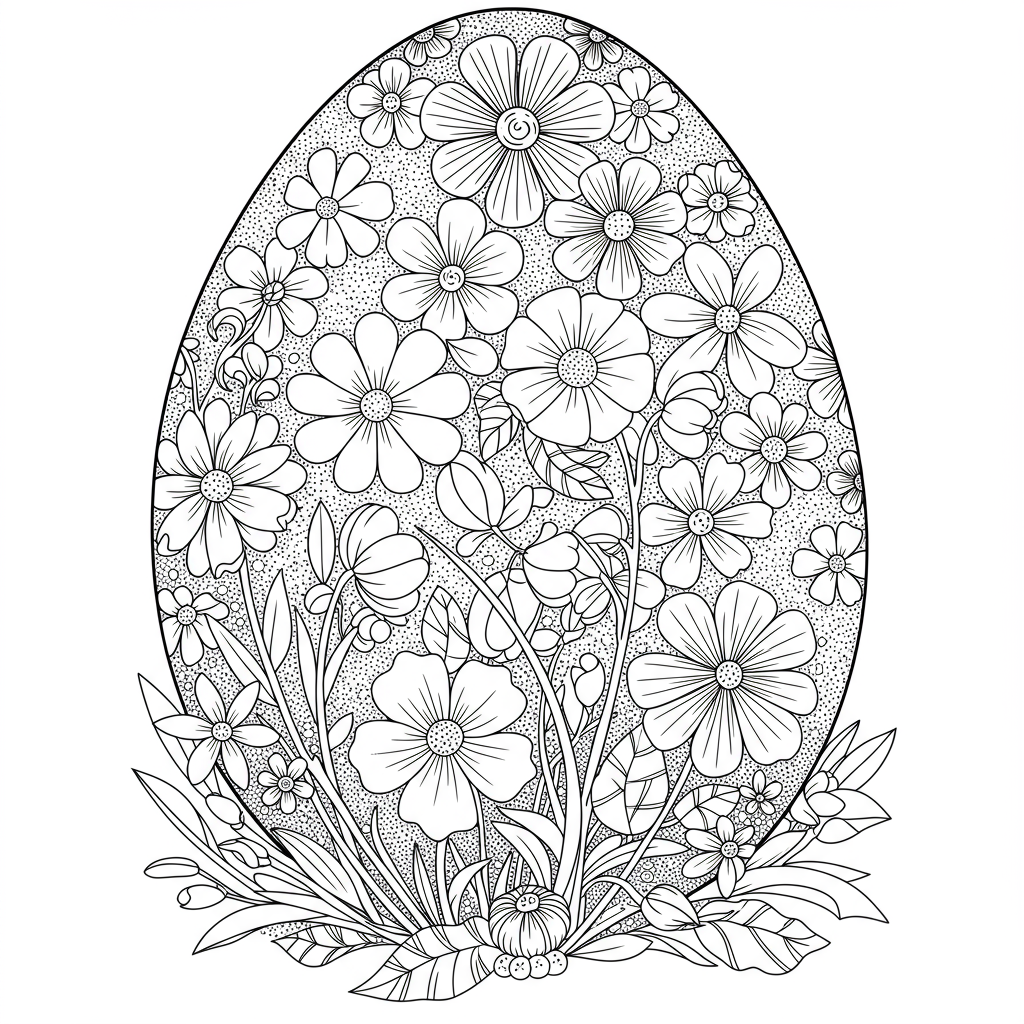easter egg flowers coloring page