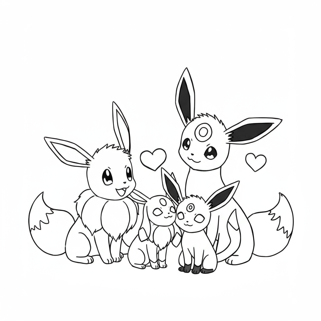 eevee family coloring page