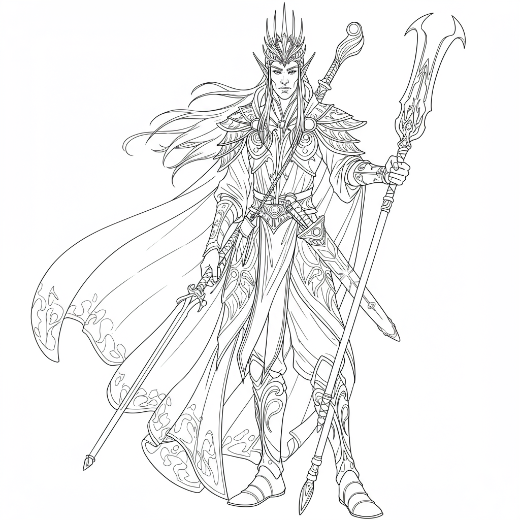 elf detailed coloring page