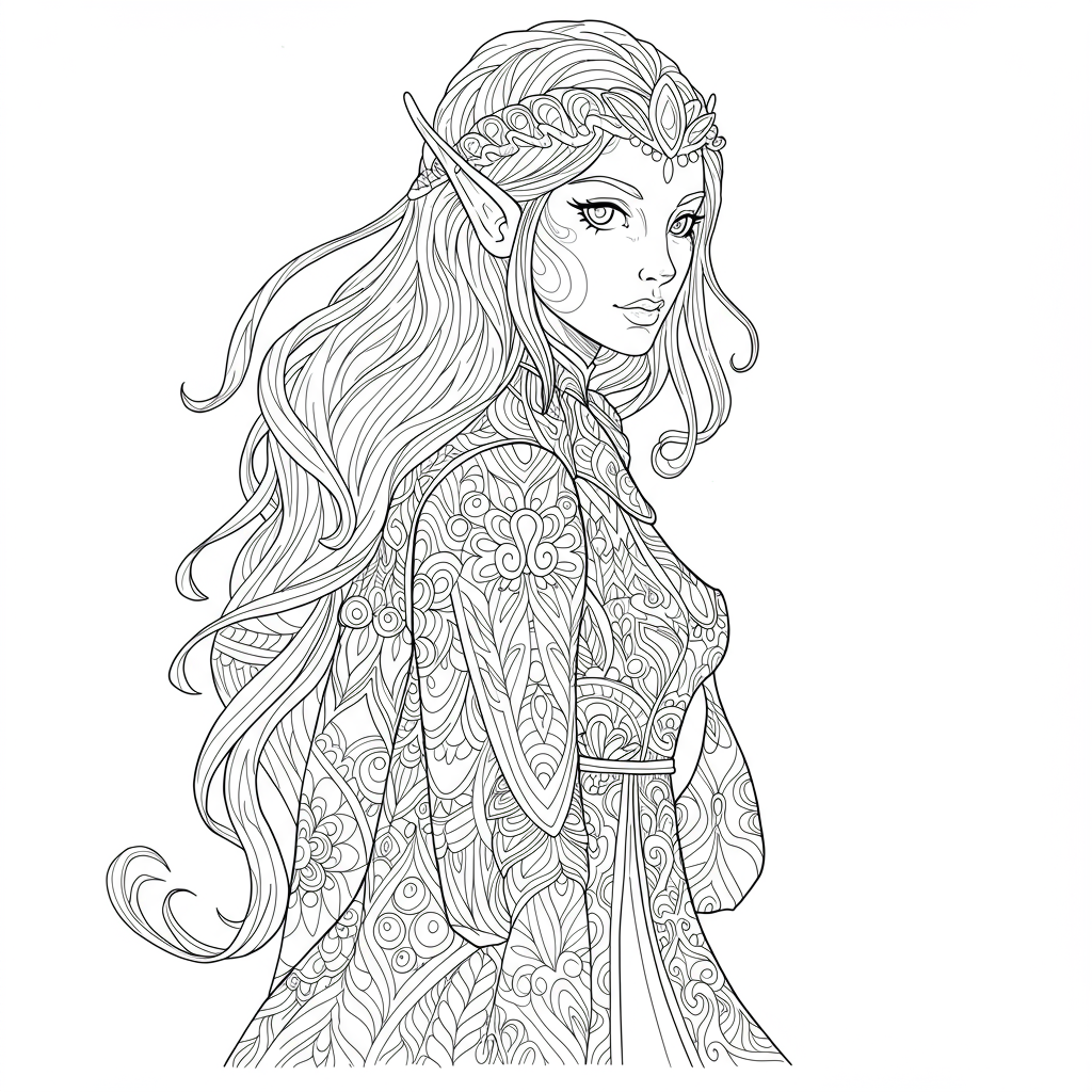 elf pattern coloring page