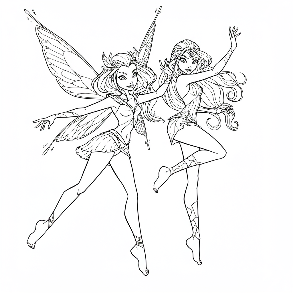 fairy printables action coloring page