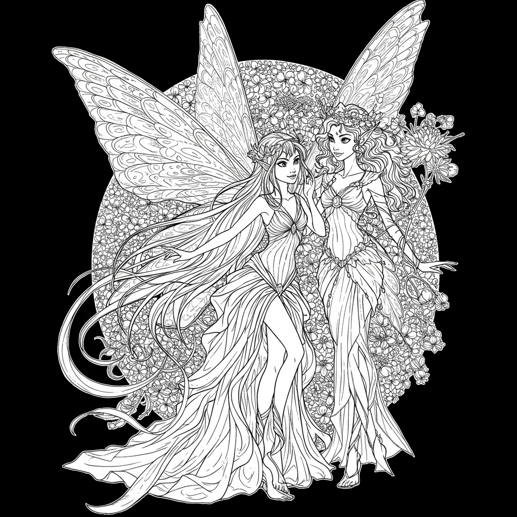 fairy printables detailed coloring page