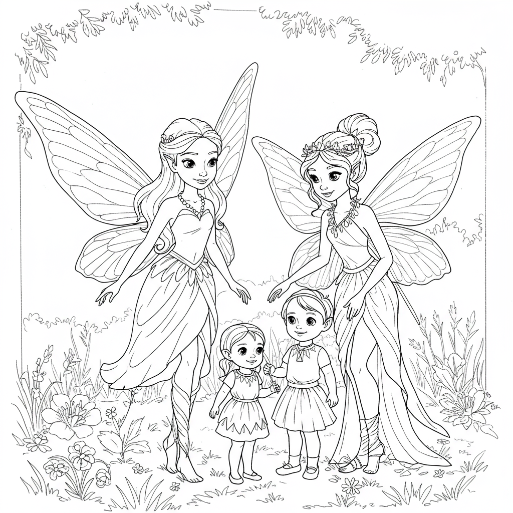 fairy printables family coloring page