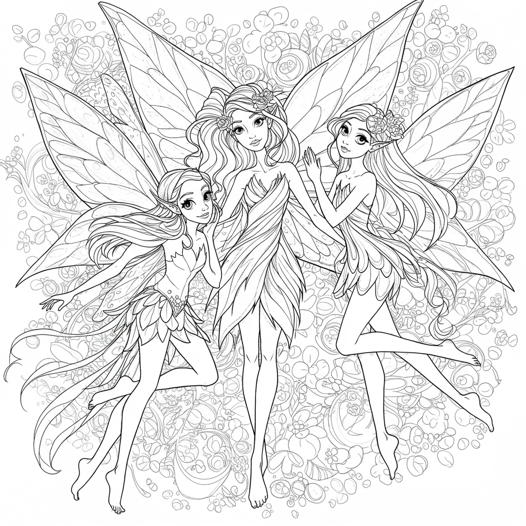 fairy printables pattern coloring page