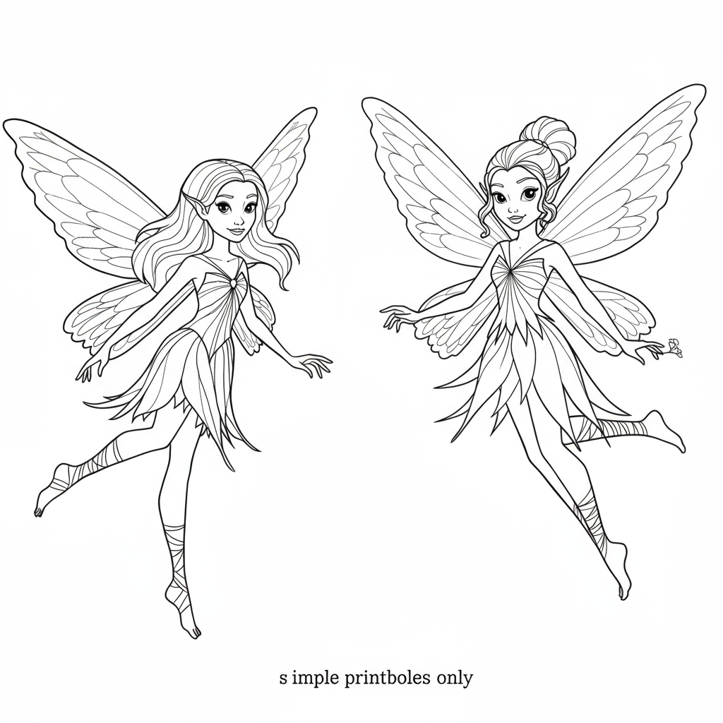 fairy printables simple coloring page