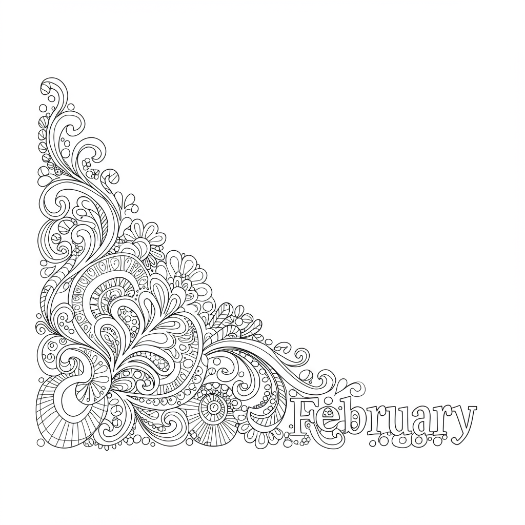 february pattern coloring page
