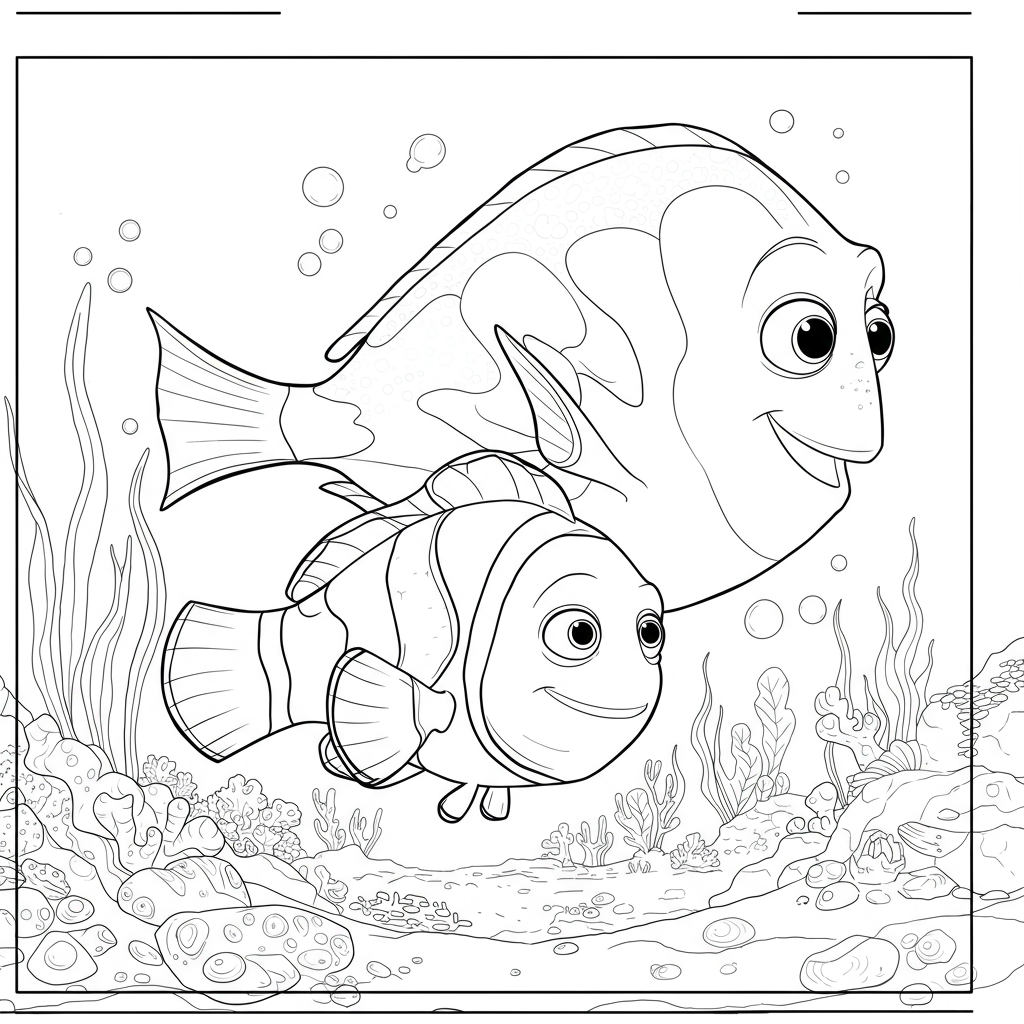 finding nemo action coloring page
