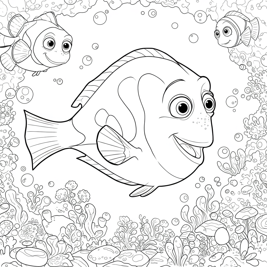 finding nemo detailed coloring page