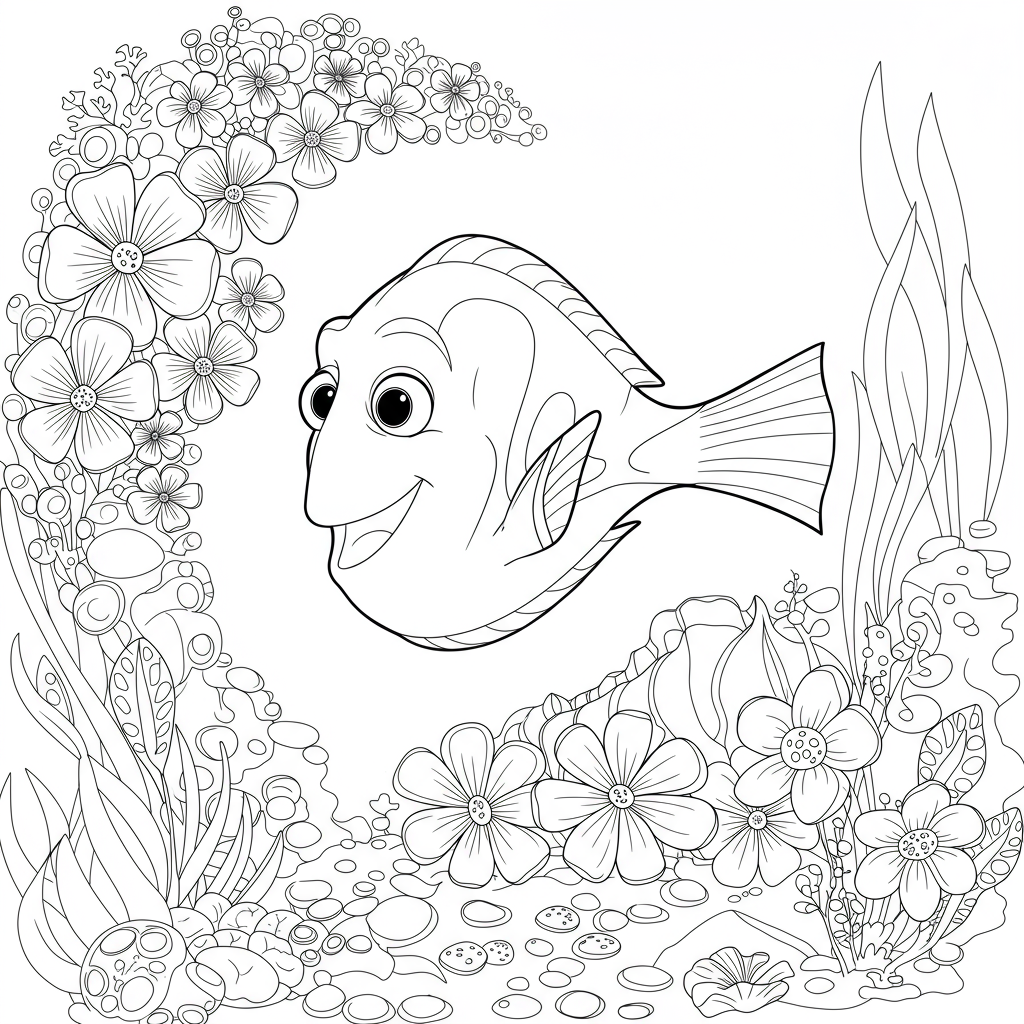 finding nemo flowers coloring page