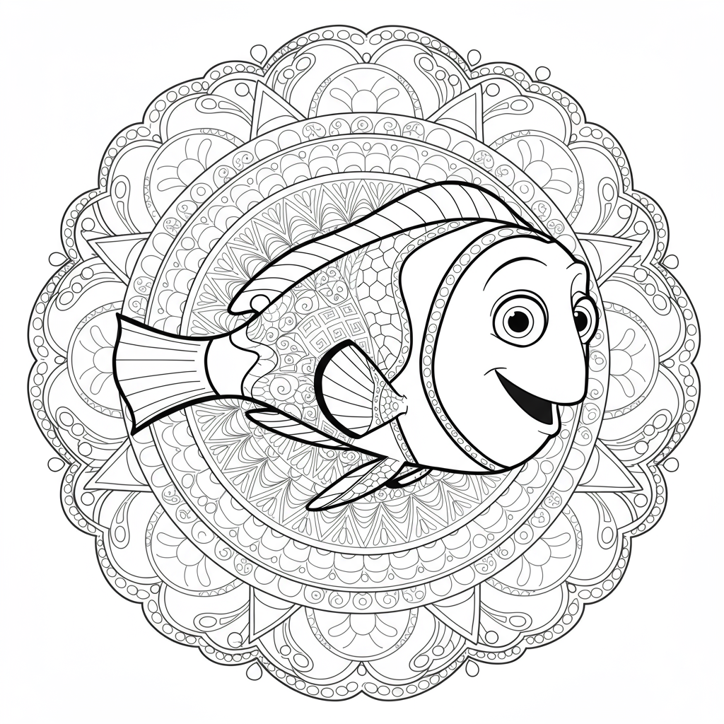 finding nemo mandala coloring page