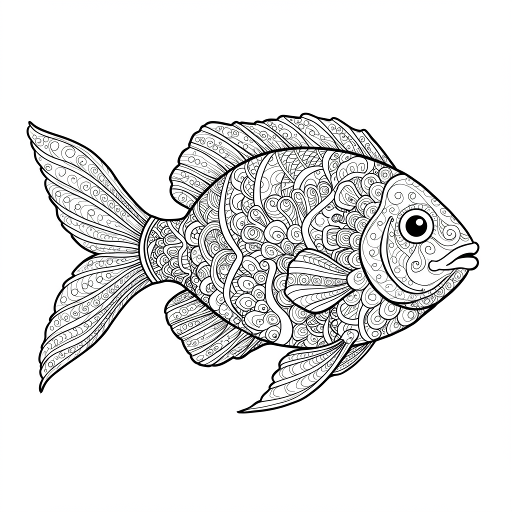 fish abstract coloring page