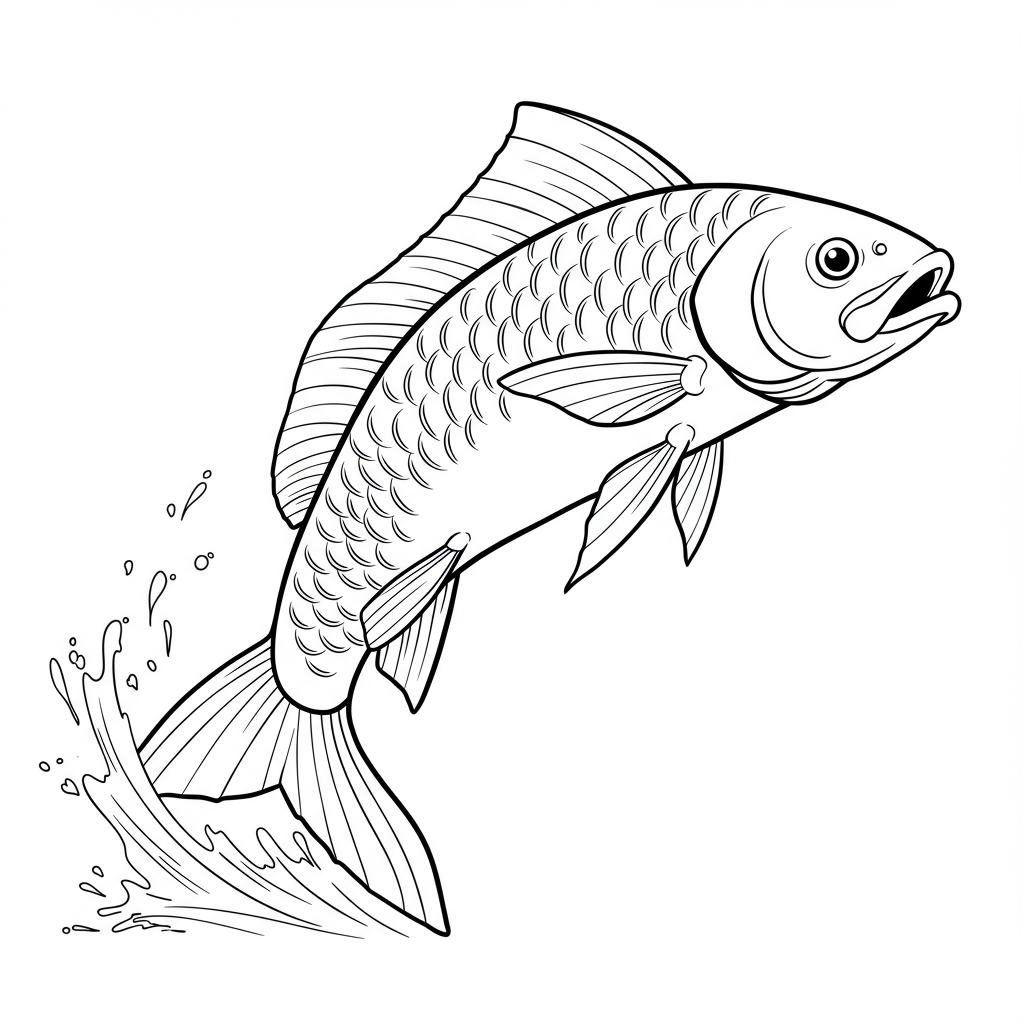 fish action coloring page