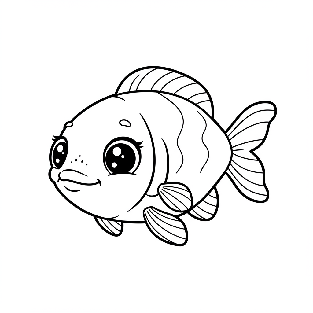 fish cute coloring page