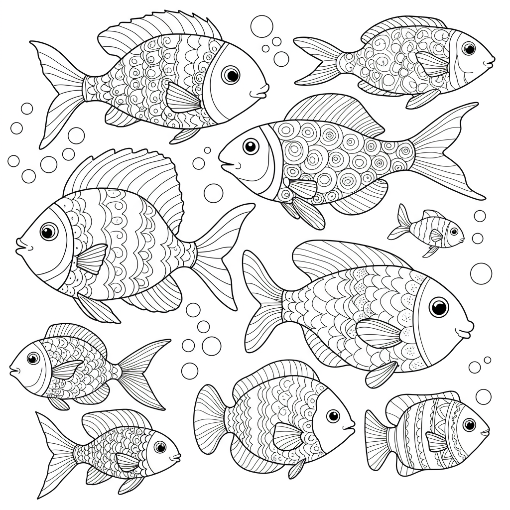 fish decorative coloring page