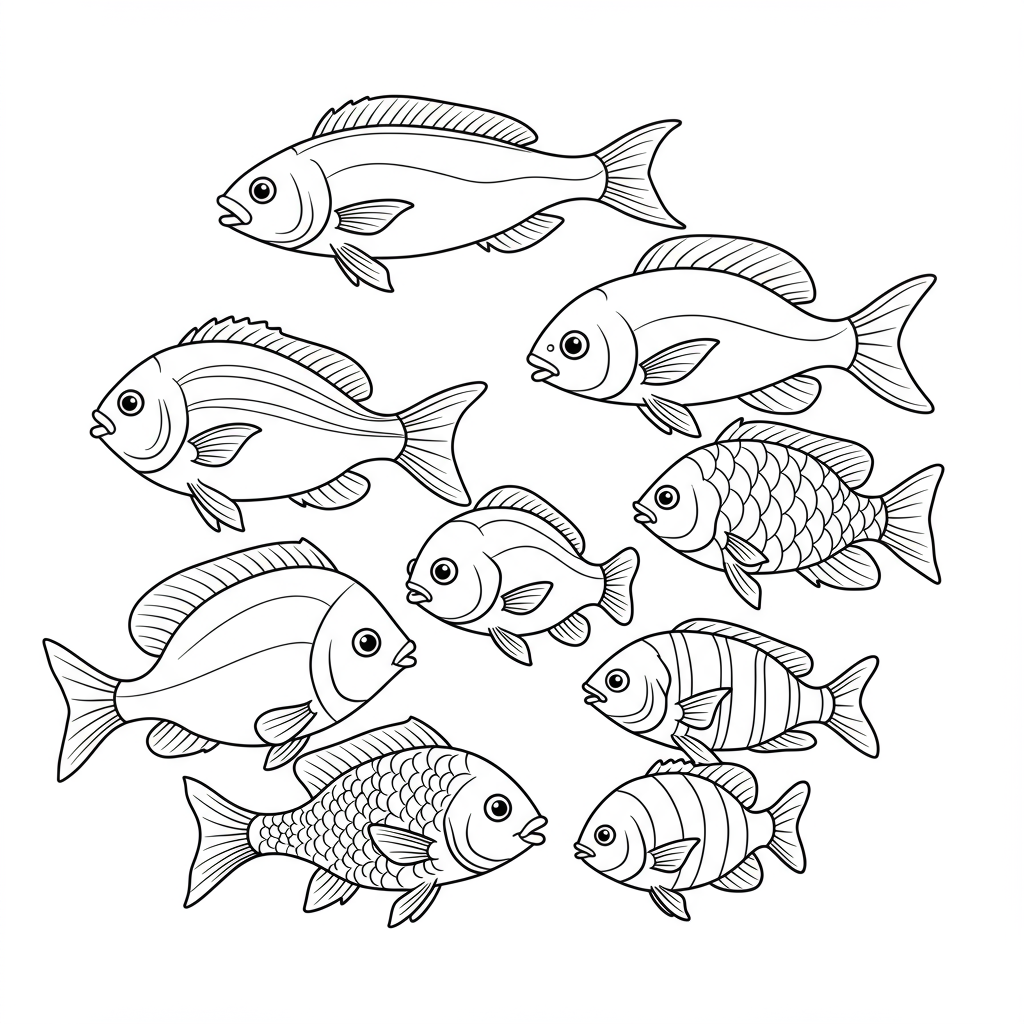 fish family coloring page