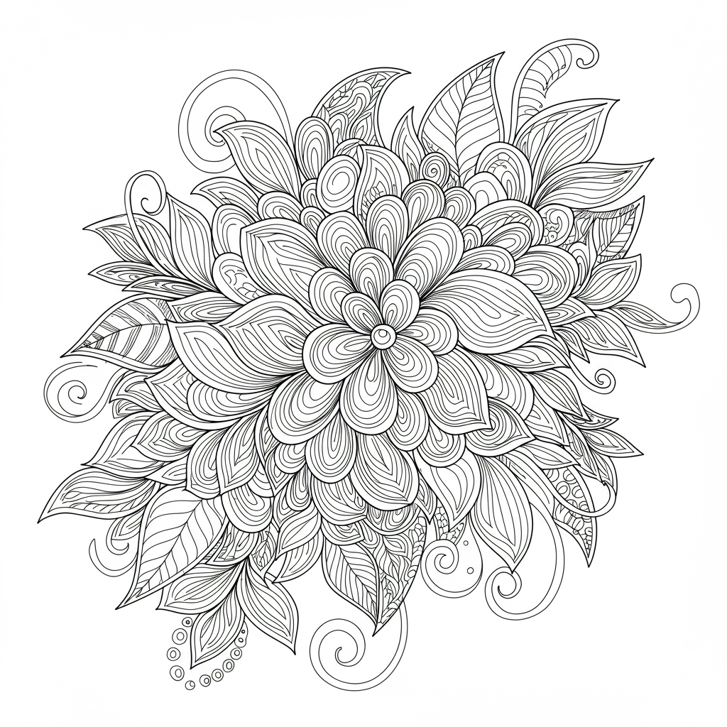 abstracte bloemen kleurplaat