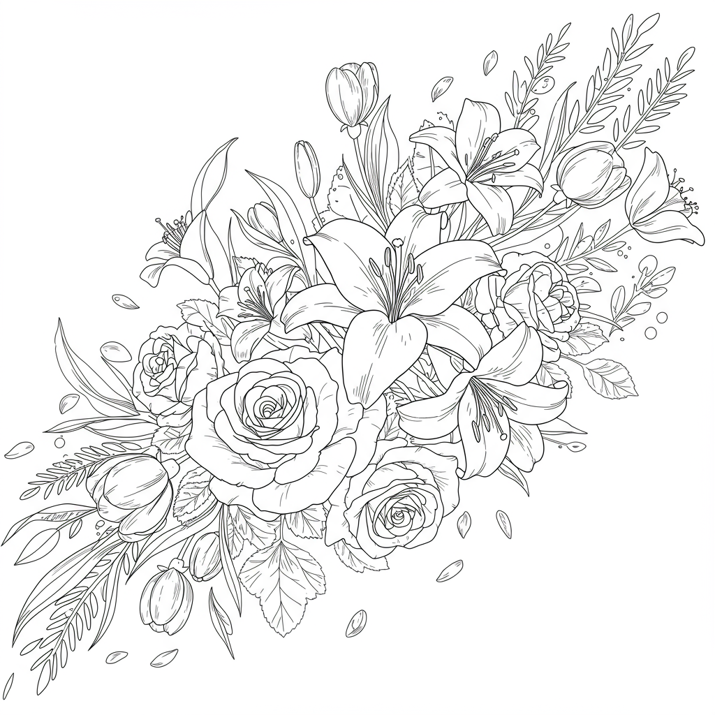 actie bloemen kleurplaat
