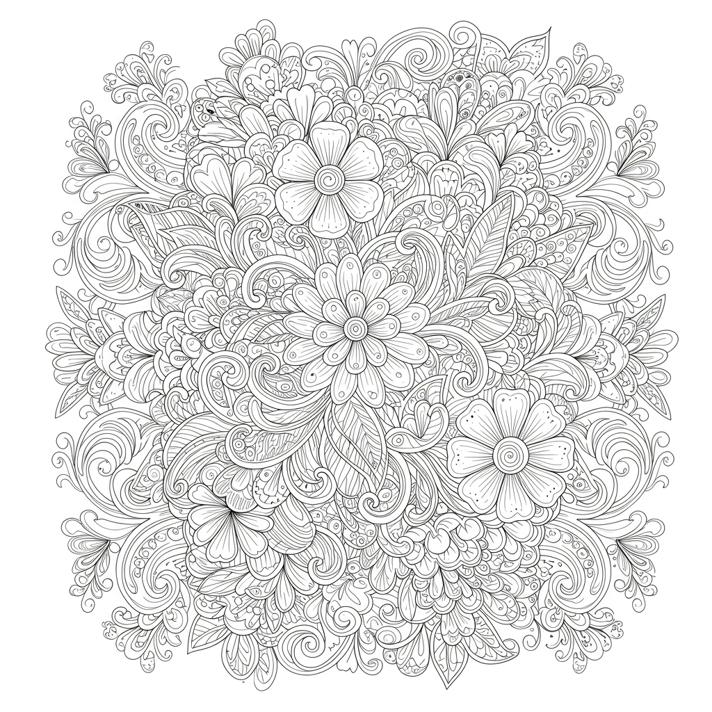 decoratieve bloemen kleurplaat