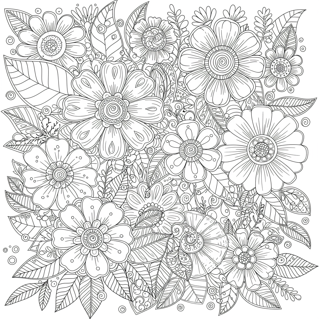 eenvoudige bloemen kleurplaat