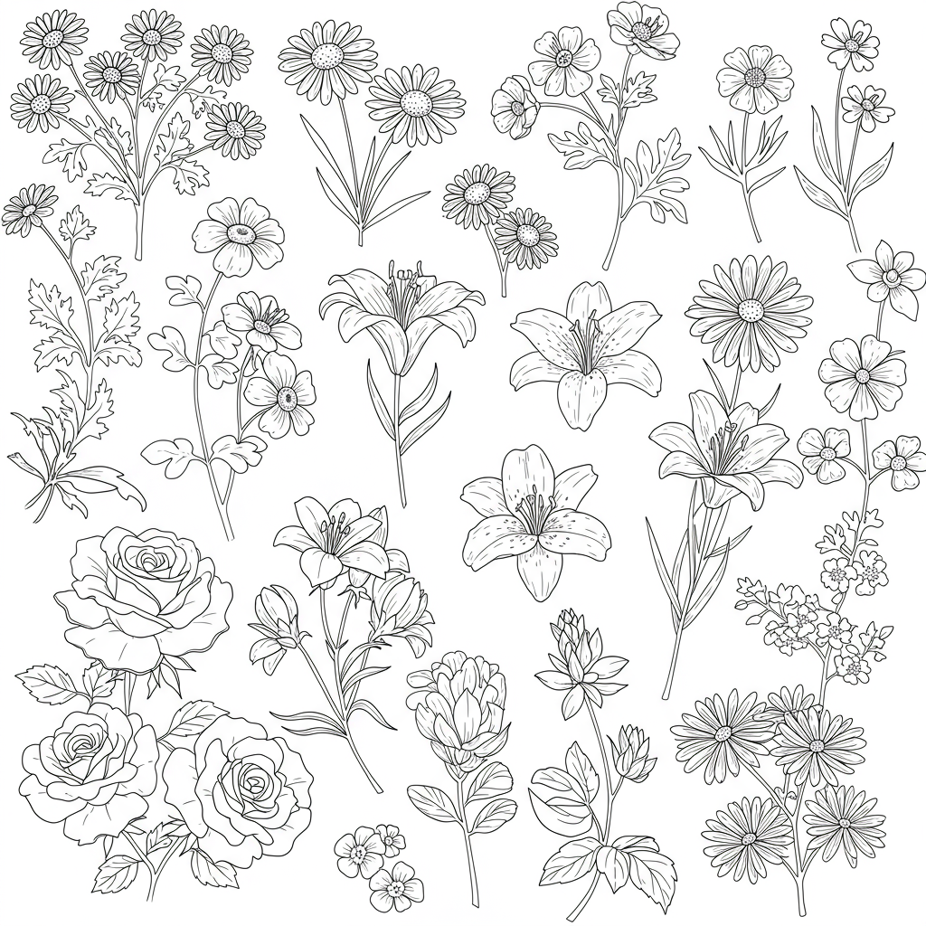 educatieve bloemen kleurplaat