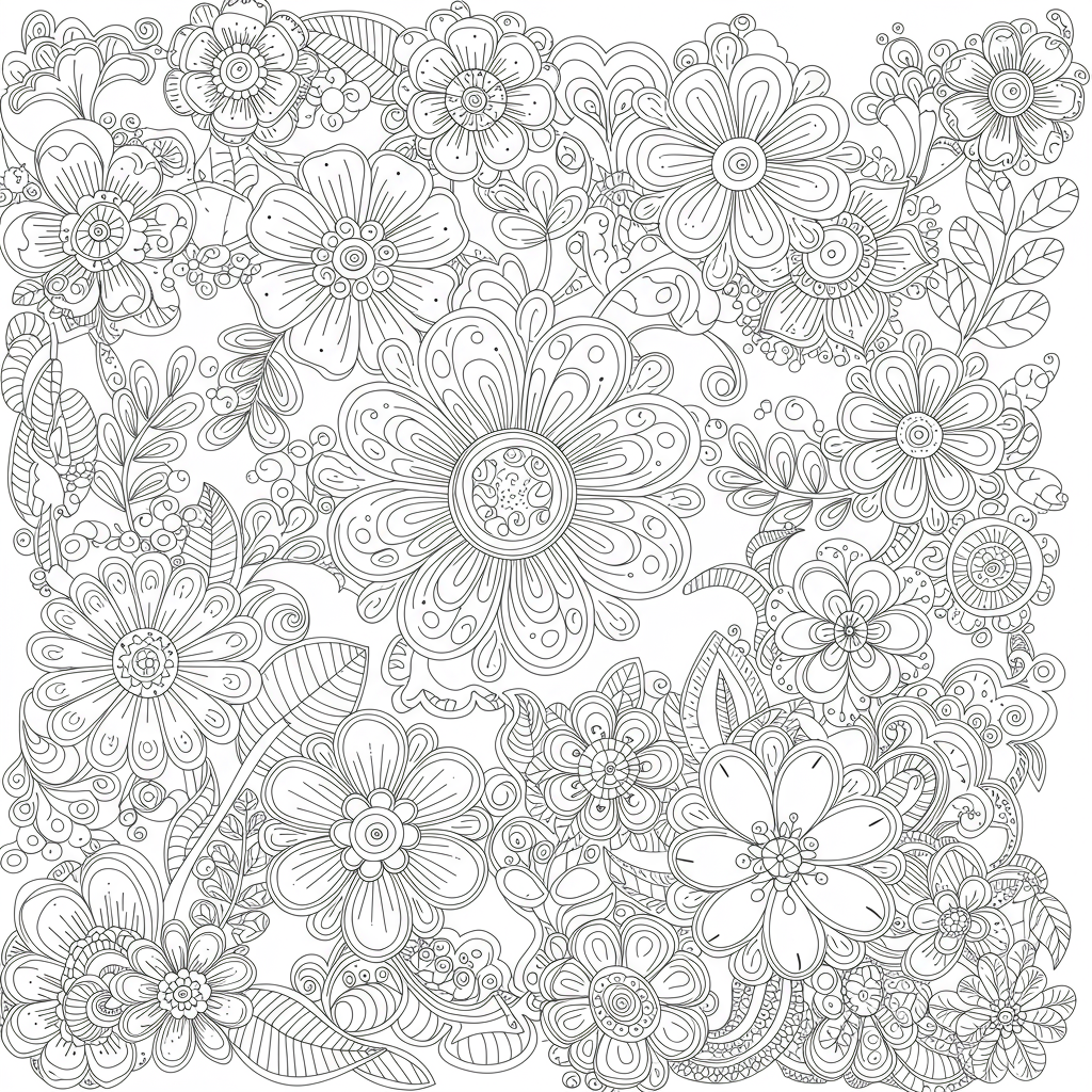familie bloemen kleurplaat